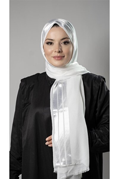 HÜRREM BONE White Stripe Striped Shawl Viscose Fabric Bursa Dolama 202109_42