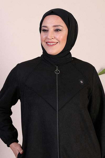 Ferace Women's Large Size Hijab Suede Overcoat Full Size Diamond Patterned Long Hijab Suede Overcoat