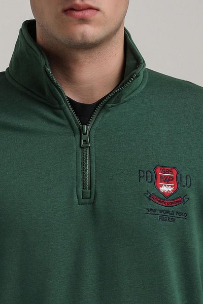 NEW WORLD POLO Stand Collar Green Slim Fit Sweatshirt 24Fwm60198