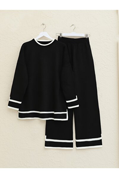 Modamorfo Σετ Πλεκτό Διπλό με Μανσέτες -Μαύρο