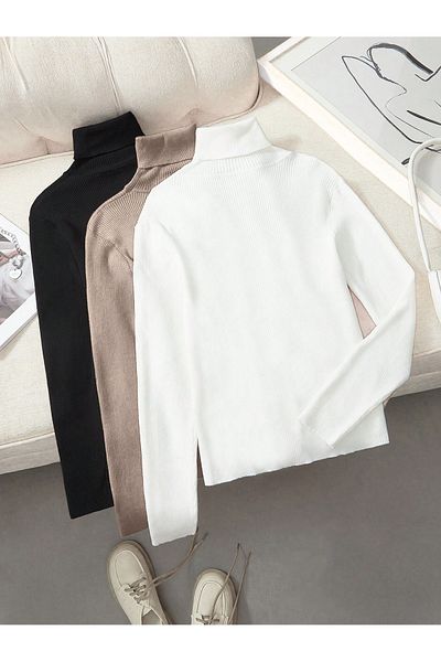 Trendy Mall Throat Cotton Sweater - 3-Piece Ready Pack, Seasonal, Rescue Slimfit Turtleneck