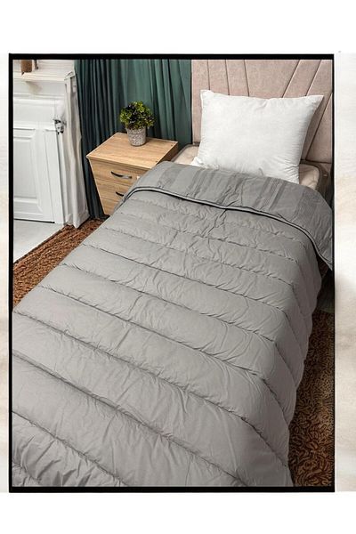 Clasy 100% Cotton Ranforce Single Double Sided Quilt Unita V4 Gray Plain Pattern