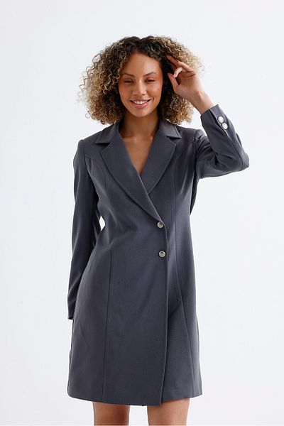 Sense Φόρεμα Adriyana Jacket με μεταλλικά κουμπιά - Γκρι CKT35856
