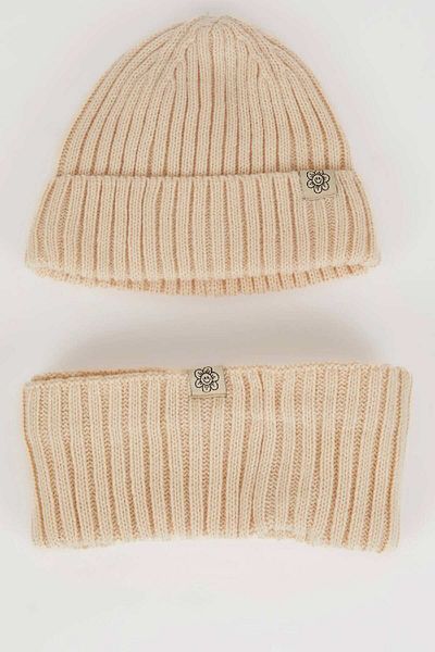 DeFacto 2-Piece Neck Collar Beanie Set for Baby Girl - C9063A524Wn