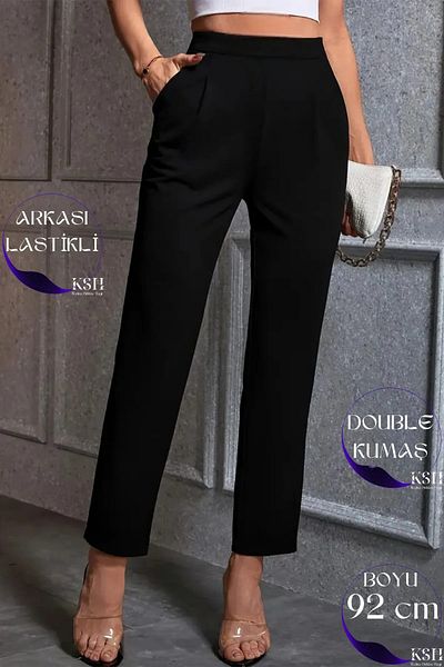 KaSheHa Black Zra Model Luxury Quality Ultra High Waist Collet Fabric Trousers 94 cm