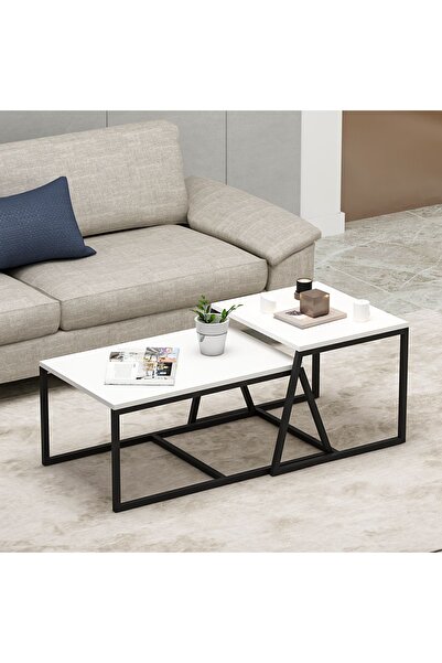 İNARCH DİZAYN Minimal 2'li Orta Sehpa Beyaz