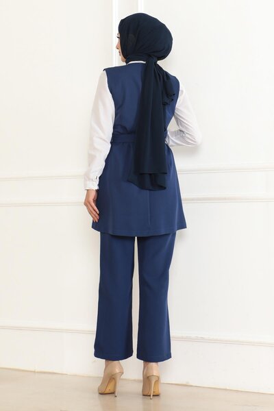 Modamihram Indigo 19232 - Двоен костюм с колан