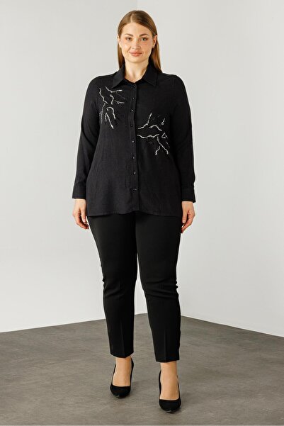 Moda İlgi Modailgi  Yün Viskon Gömlek Siyah