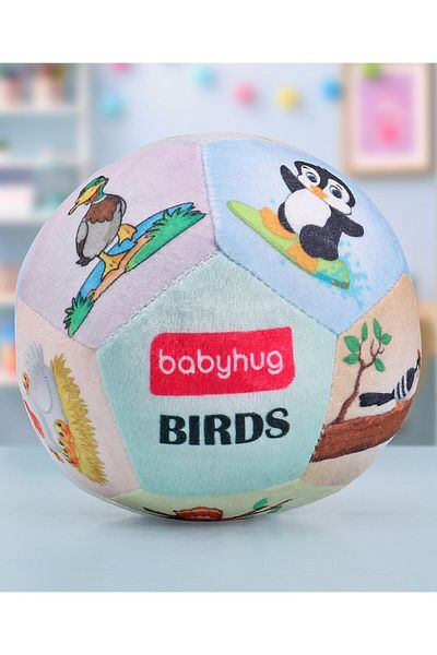 Babyhug Babyhug Birds Themed Soft Squeezable Ball for Kids, Multicolor, 13cm - Stimulates Visual Development