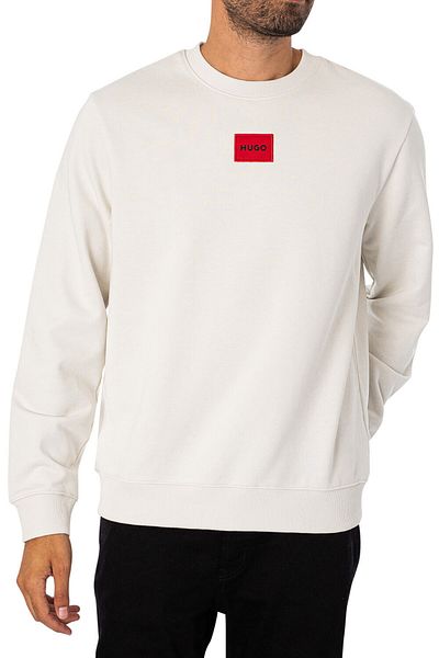 HUGO White Cotton Sweatshirt - Regular Fit, Crew Neck, Long Sleeve ( 50447964 -101)