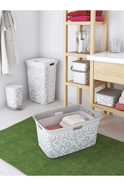 Keter Chic 45-liter Laundry Basket Mosaic Design (59x39x27cm)
