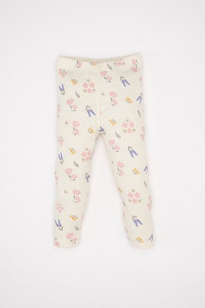 DeFacto Baby-Mädchen-Pyjama-Set mit langen Ärmeln und geripptem Camisole und Blumenmuster D6803A5NS