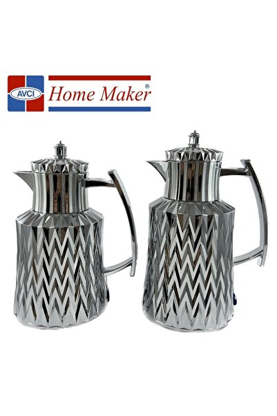 AVCI HOME MAKER طقم مكون من قطعتين قارورة سعة 0.7 لتر و1 لتر - فضي