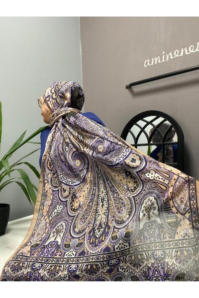 AMİNENESİL شال حرير أسود أرجواني - أمينيسيل لادور هندي