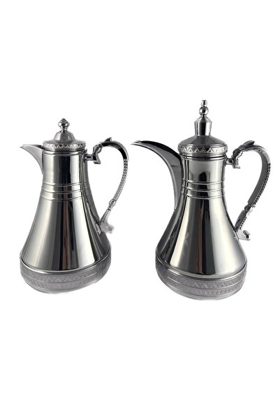 AVCI HOME MAKER طقم مكون من قطعتين قارورة سعة 0.75 لتر و1 لتر - فضي