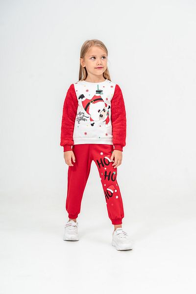 Eray Kids New Year's Themed Sleeves Fleece Tracksuit Set for Girls