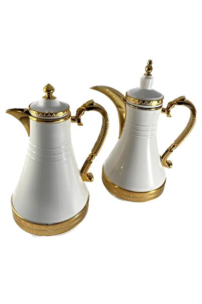 AVCI HOME MAKER 2 PIECES SET FLASK 0.75 LITRE AND 1 LITRE - WHITE AND GOLD