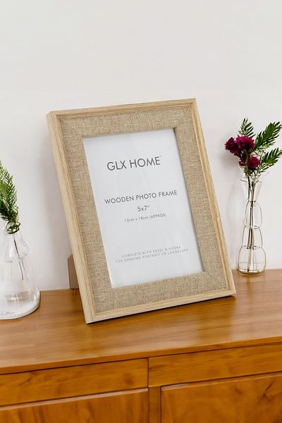 Muyika Design Muyika 13X18Cm Single Brown Wood Framed Fabric Detailed Decorative Photo Frame Afç -1318