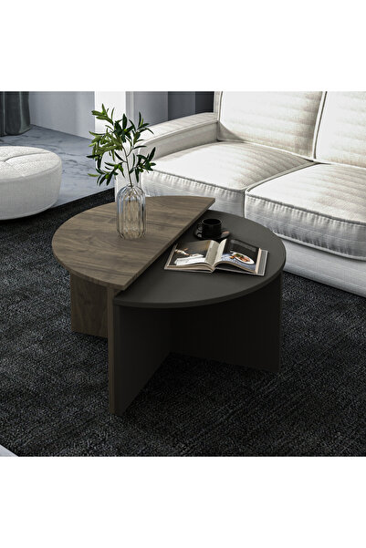 İNARCH DİZAYN Dolunay Çok Amaçlı Orta Sehpa İstanbul Ceviz/Antrasit