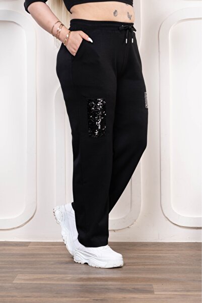 Esina Modal Fabric Women's Sweatpants - Pipe Leg, Sequined