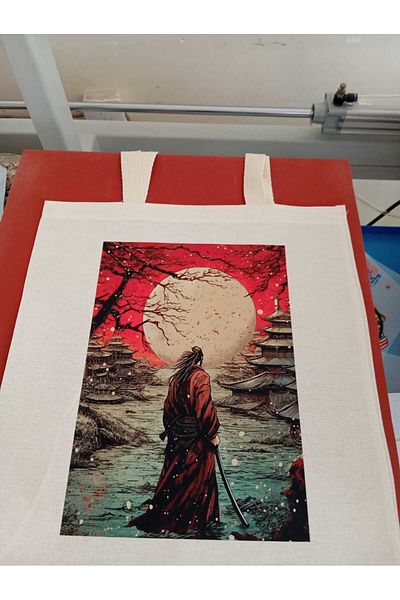 GİFTORA Samurai Printed Raw Cloth Bag 35X40 cm