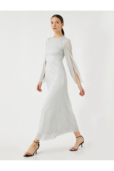 Koton Tulle Sleeve Long Dress