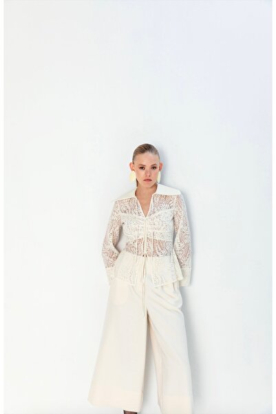 KAMEYA Lace Shirt with Pearl Detail