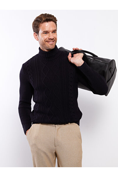 LC Waikiki Turtleneck Long Sleeve Self Patterned Men's Tricot Sweater