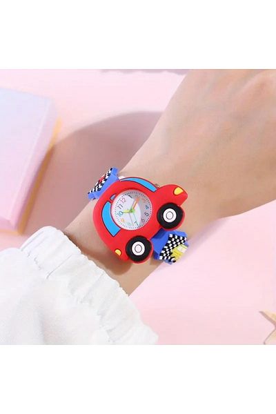 GlassySKY Cute 3D Racing Car Design Silicone Strap Quartz Watch ,Birthday Gift