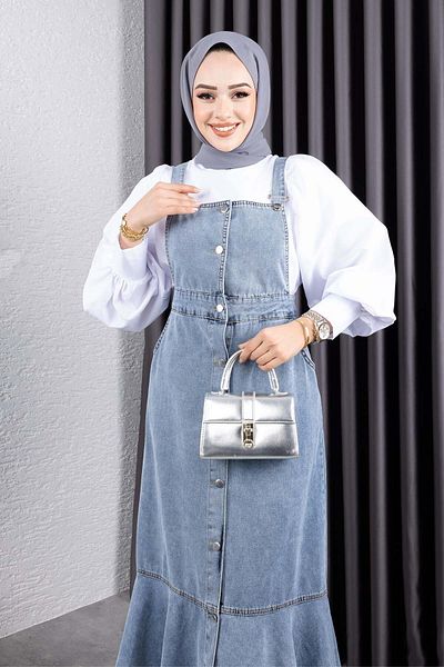 benguen Rochie salopetă din denim albastru - 563