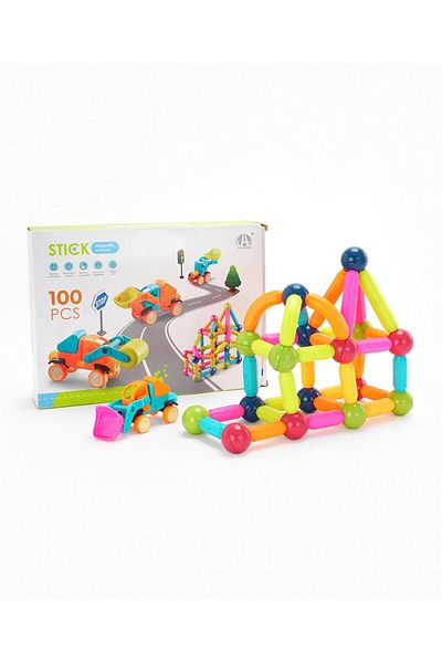 Fab N Funky Stick Magnetic Vehicle Model Making Set - 100 Pieces