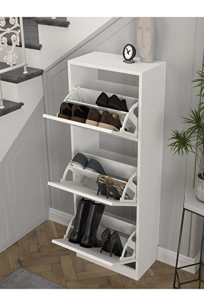 dorpek Bell 3 Raflı Ayakkabılık Beyaz
