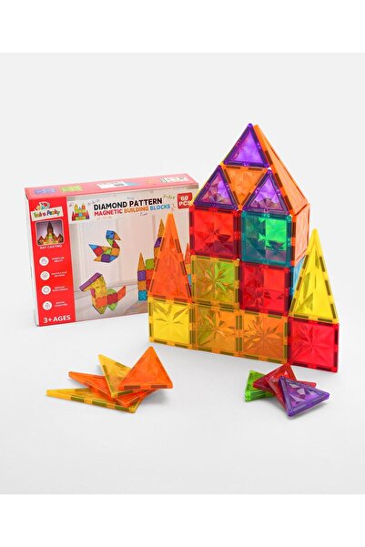 Fab N Funky Diamond Pattern Magnetic Building Blocks - 60 Pieces