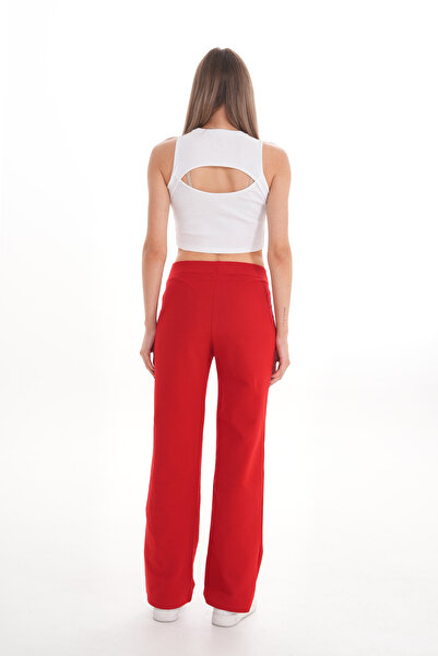 penyebizden Pamuk 2 İplik Lycra Eşofman Alt-Kırmızı