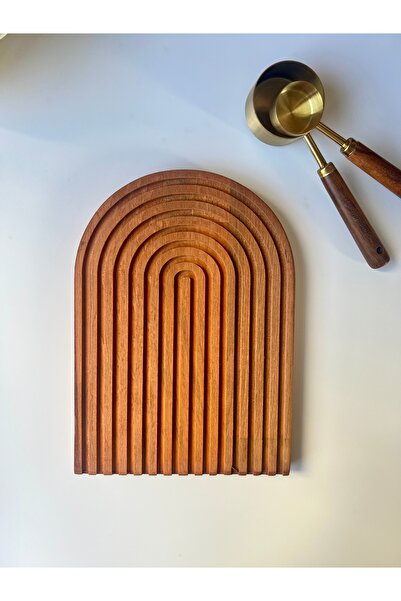 Mottogo Half Rainbow Patterned Boho Decorative Presentation Tray - Wood Carved, 25x18cm