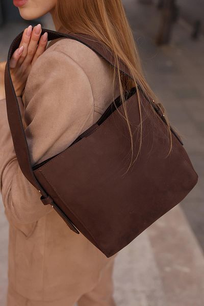 BAHELS Bitter Brown Suede Women's Soft Leather Adjustable Strap Shoulder Bag