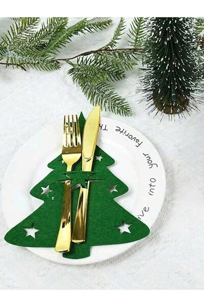 Denseden 6 قطع من أدوات المائدة الخضراء المزخرفة لشجرة الصنوبر الخاصة بأدوات ...
