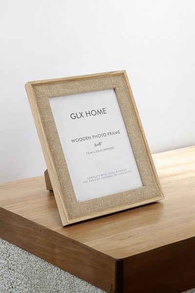 Muyika Design Muyika 15X20Cm Single Brown Wood Framed Fabric Detailed Decorative Photo Frame Afç -1520