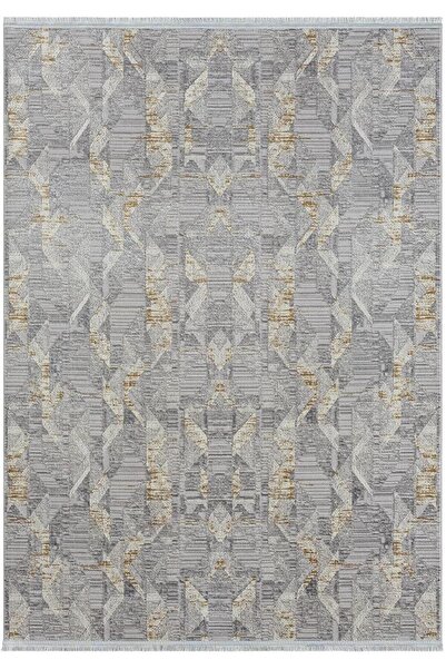 Karmen Halı Best 112 Gri Halı Spor Desen Gold Detaylı Ince Parlak Makinada Yı...