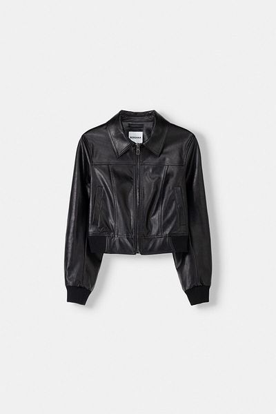 Bershka Ribbed faux leather jacket
