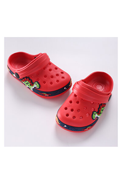 SAPS Dino Desgined Slip On Clogs - Red