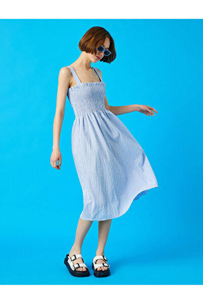 Koton Γυναικείο Μπλε Καρό Φόρεμα 1YAL88003OW