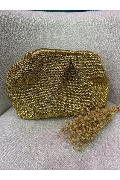 Tuğba El Örgüsü Gold Parlak Renk Çanta