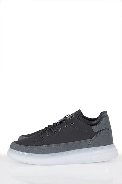 Anıl Ayakkabı Nk Leon Men's Grey Smoked Suede Parachute Fabric Memory Foam Sole Casual Walking Shoes