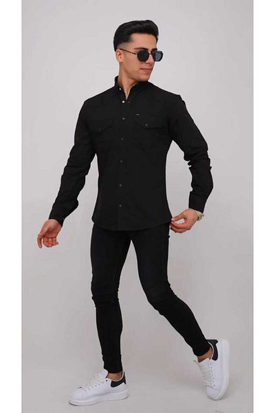 ATİLLA ÖZER Βαμβακερό και Lycra Jeans Gabardine - Κουμπί Snap, Slim Fit Slimfit