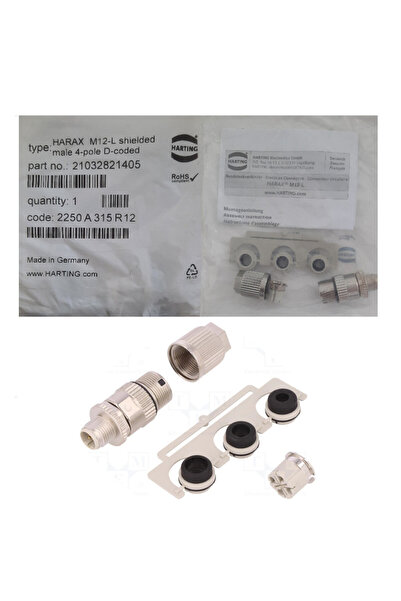 Gutsy 21032821405 HARAX M12-L CONNECTOR MICRO JACK 4PIN PLUG, MALE PINS Uyumlu