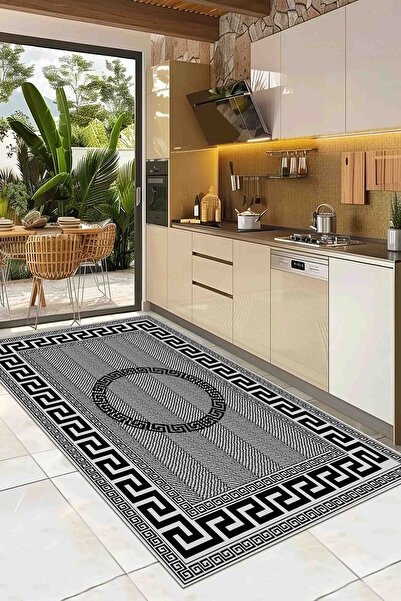 df home Mutfak Halısı Geometrik İskandinav Eskitmeli Dijital Baskı Yıkanabili...