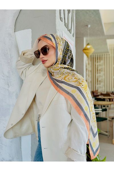 Organic Scarfs Μεταξωτό σάλι Versace Salmon - Εισαγόμενο σχέδιο Voile