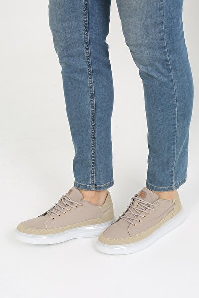 Anıl Ayakkabı NK Leon Чоловічі BEJ Крем Сукня Парашутна Тканина Memory Foam Підошва Повсякденні Черевики для Прогулянок