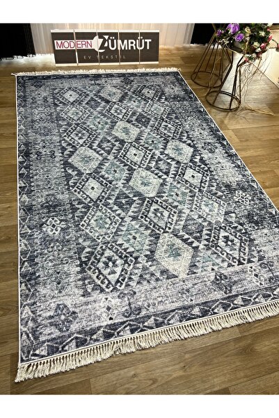 Zümrüt Ev Tekstil Yazlık Halı Dijital Baskılı Makinede Yıkanabilir Dot Taban ...